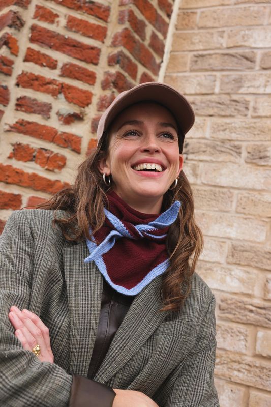 SoFamily | Colette wool scarf wine light blue - wool, viscose &amp; cashmere