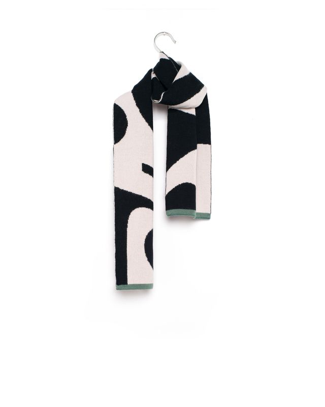 Wolvis | Semicolon mini scarf - black &amp; ecru - 100% merino wool - designed and made in Belgium