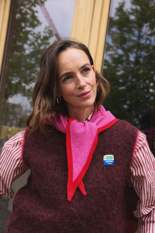 SoFamily | Colette wool scarf pink &amp; red - wool, viscose &amp; cashmere