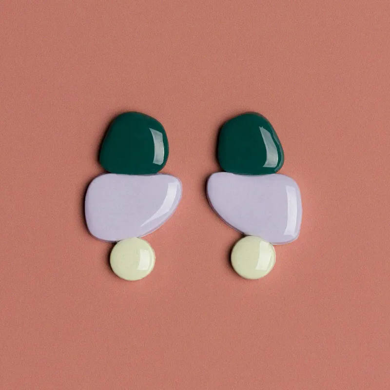 Depeapa | Polymer clay candy earrings green lavender - handmade in Granada Spain