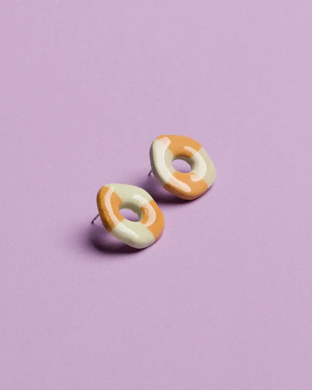 Depeapa | Polymer clay float donut earrings ocher yellow - handmade in Granada Spain