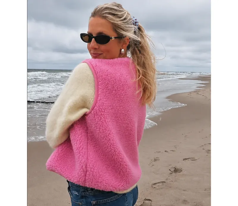Alwero | Bodywarmer "TYB" merino wool bubblegum pink - made in Poland