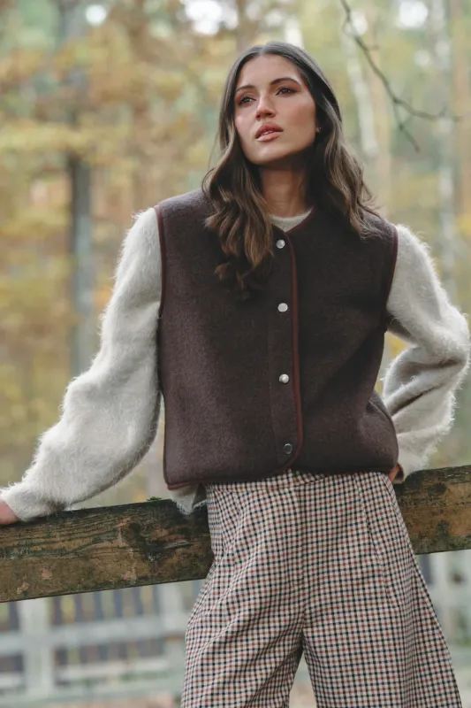 Alwero | Bodywarmer "TYB" choco martini felted wool - made in Poland