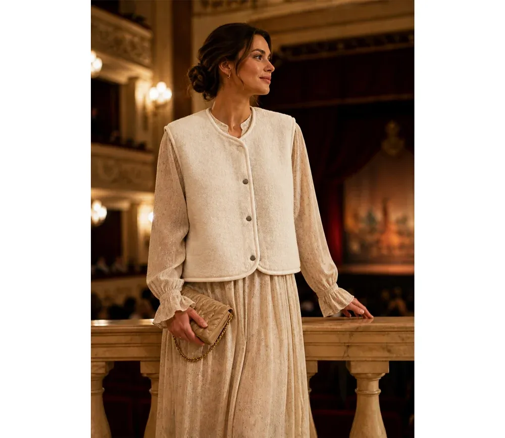 Alwero | Bodywarmer "TYB" cream felted wool - made in Poland