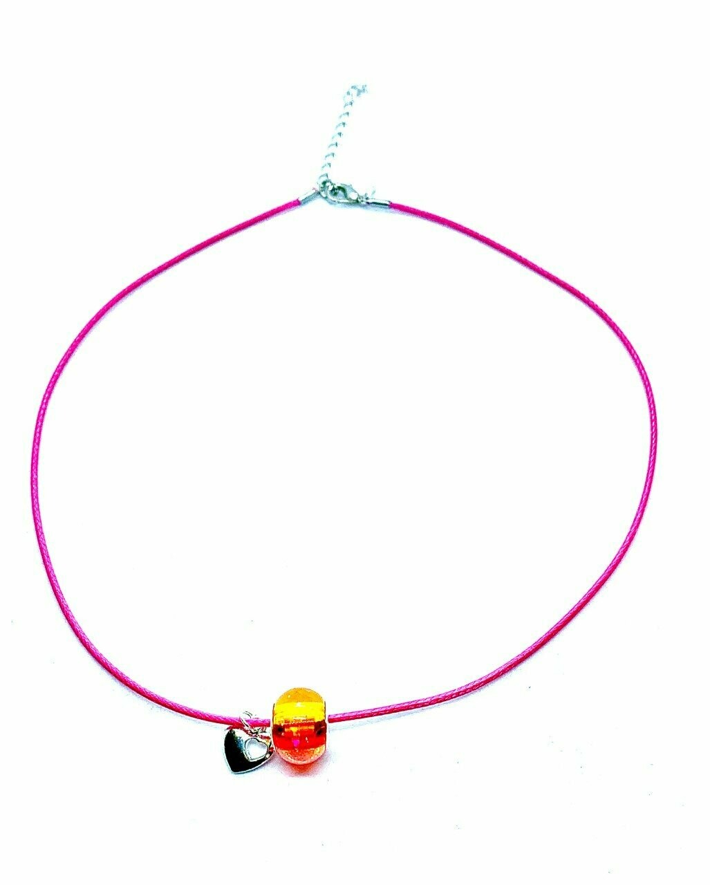 Style child glass bead necklace in fuchsia