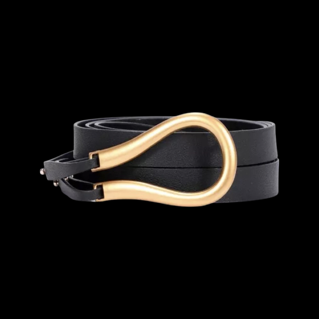 Luxury Solid Faux Leather Belt, Colour: Black