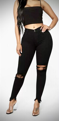 Skinny Black ripped Denim