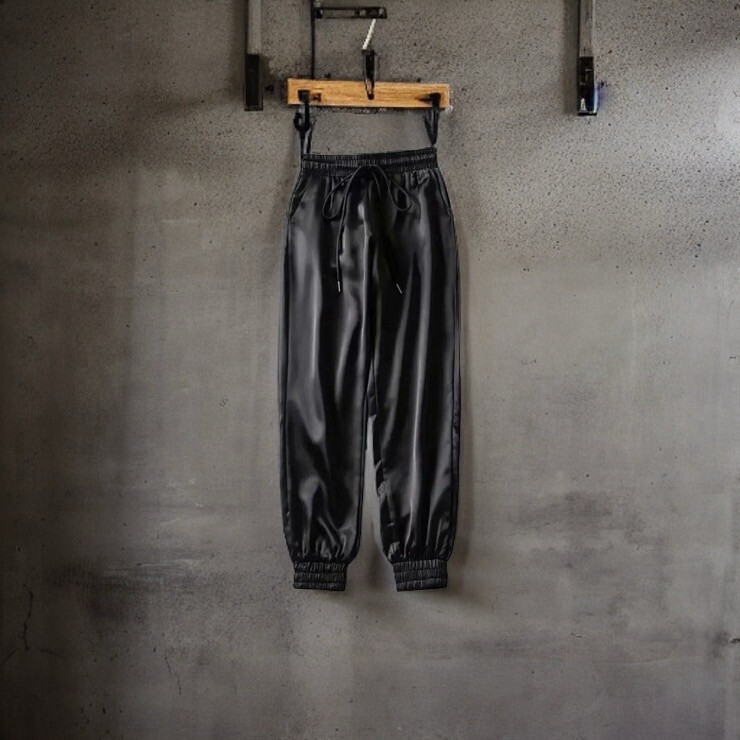 Black Satin Joggers