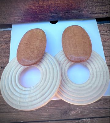 Wooden hoop earrings with post