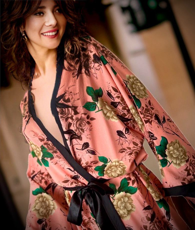 Peach floral kimono