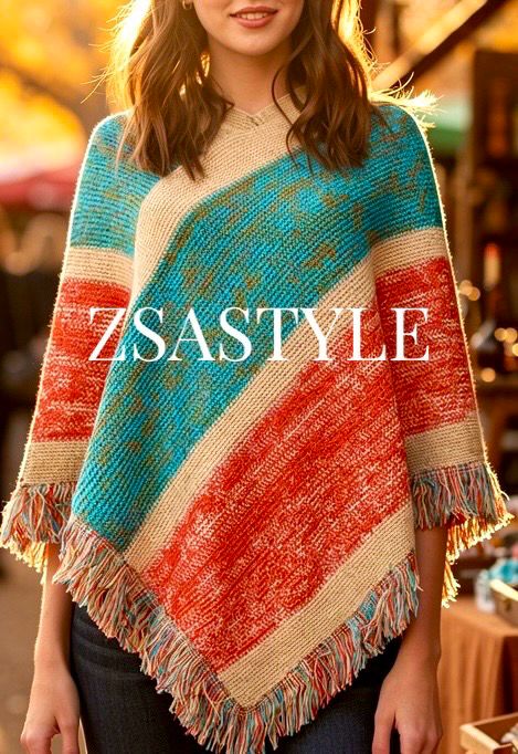 Colour Block Poncho