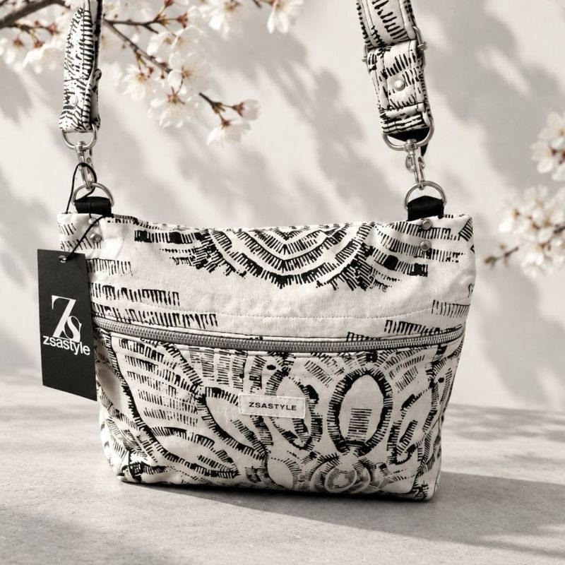 All in one cross body bag black and white