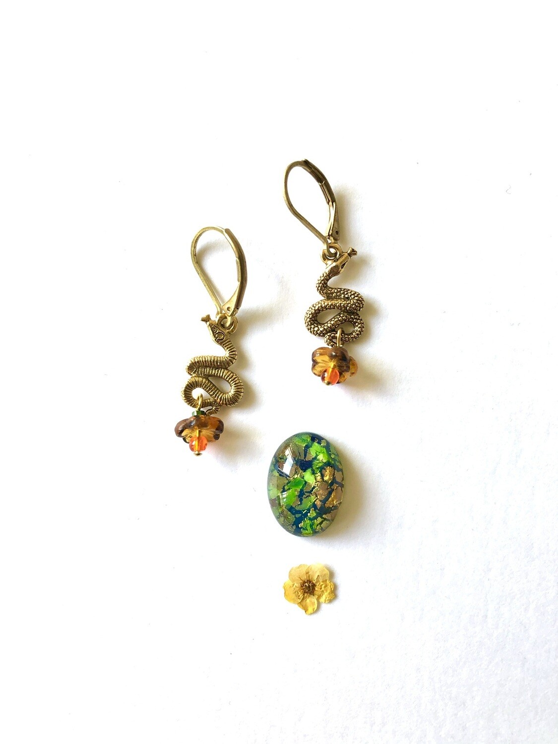 Rattle snake flower earrings