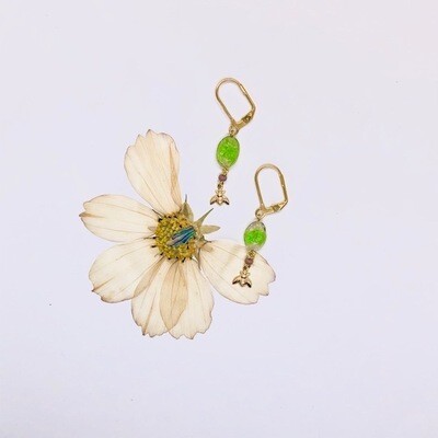 Frida green flower earrings