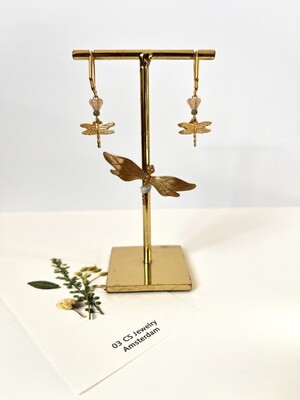 Double dragonflies &  flower bell earrings