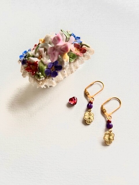 Pansy lilac mix earrings