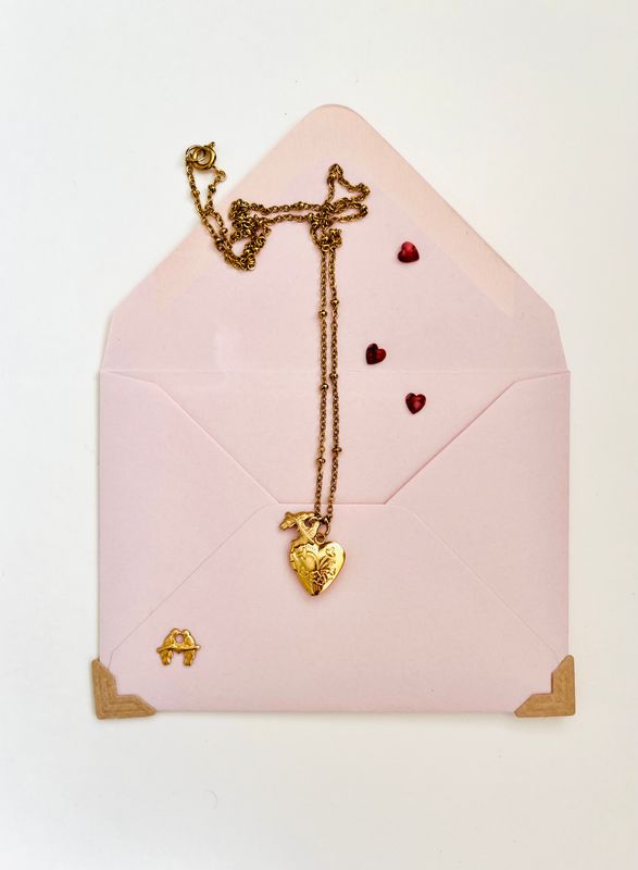 Sweet heart &amp; love birds locket necklace