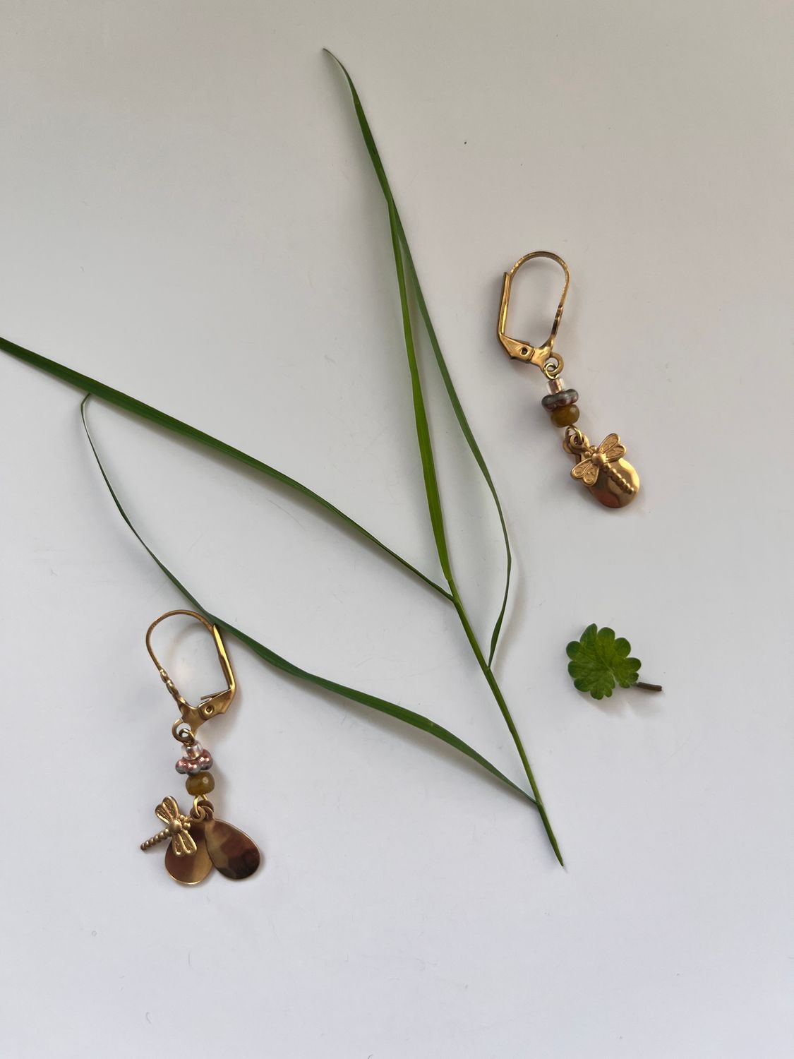 Dragonfly &amp; teardrop earrings