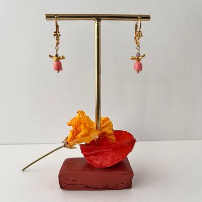 The petit bird &amp; coral flower earrings
