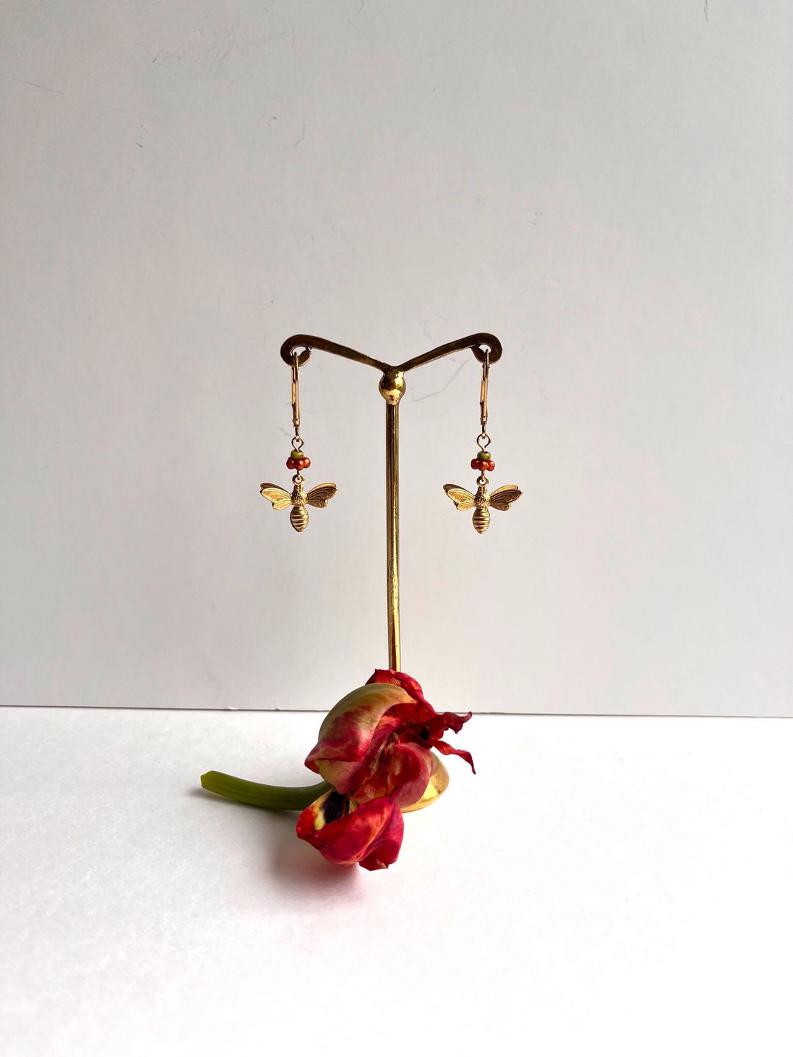Double honey bee earrings