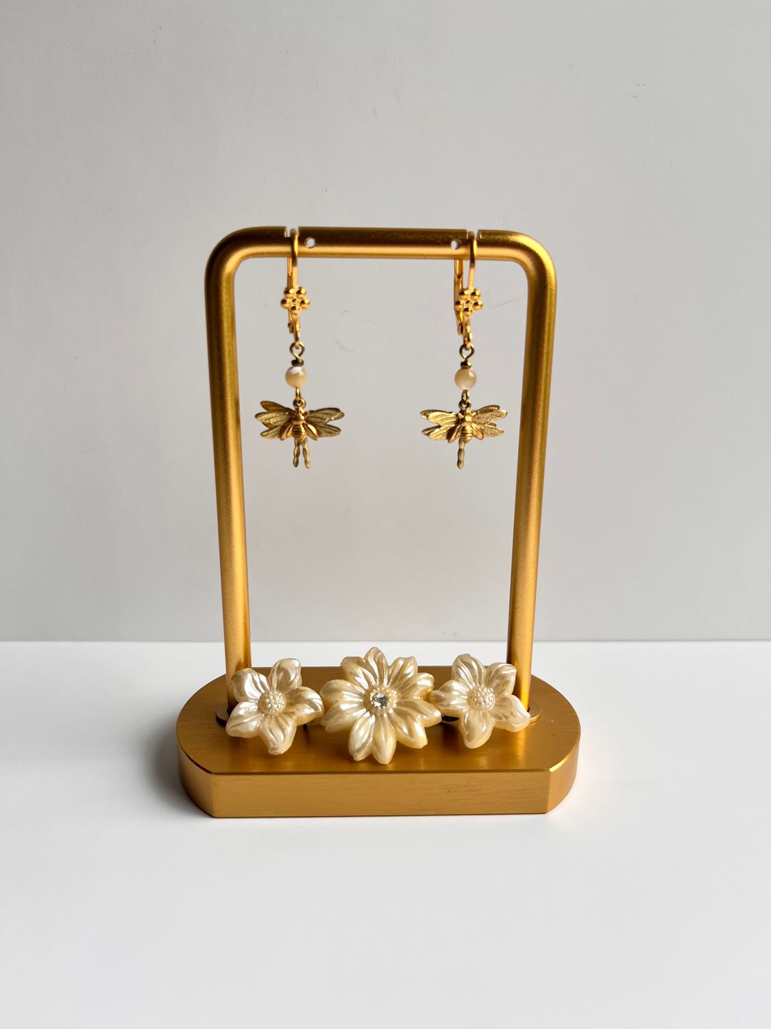 Double dragonflies &amp;  petit bee earrings