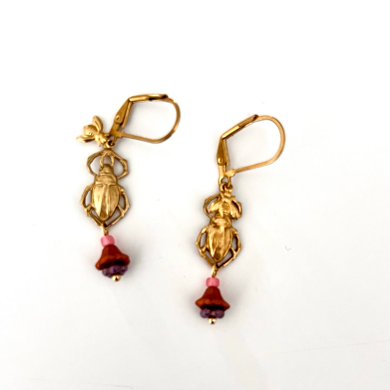 Happy beetle &amp; petit bee earrings