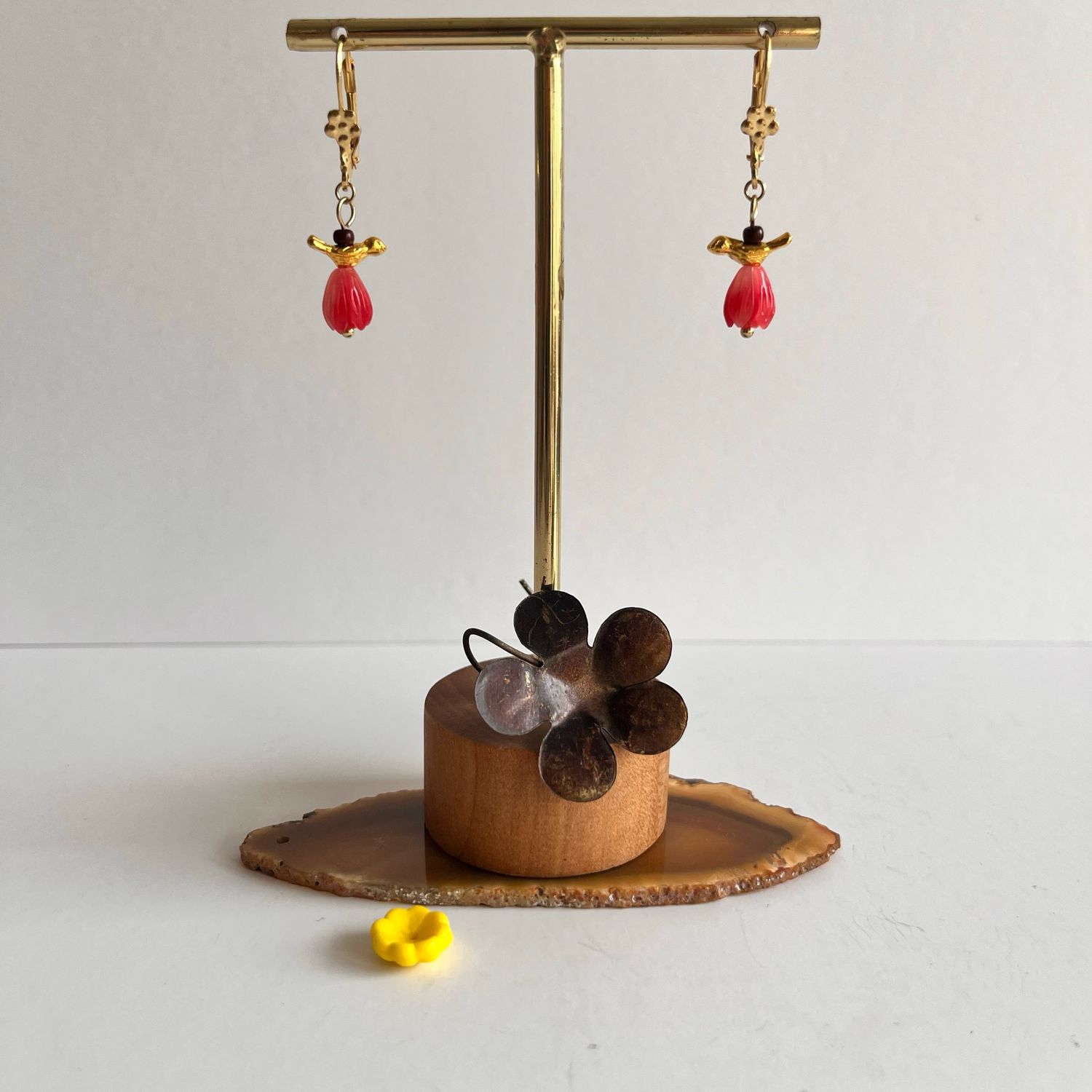 The petit bird &amp; flower cup earrings