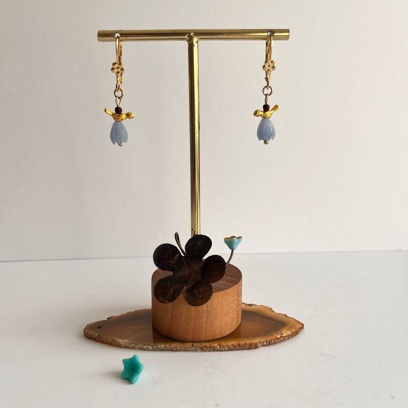 The petit bird &amp; flower cup earrings