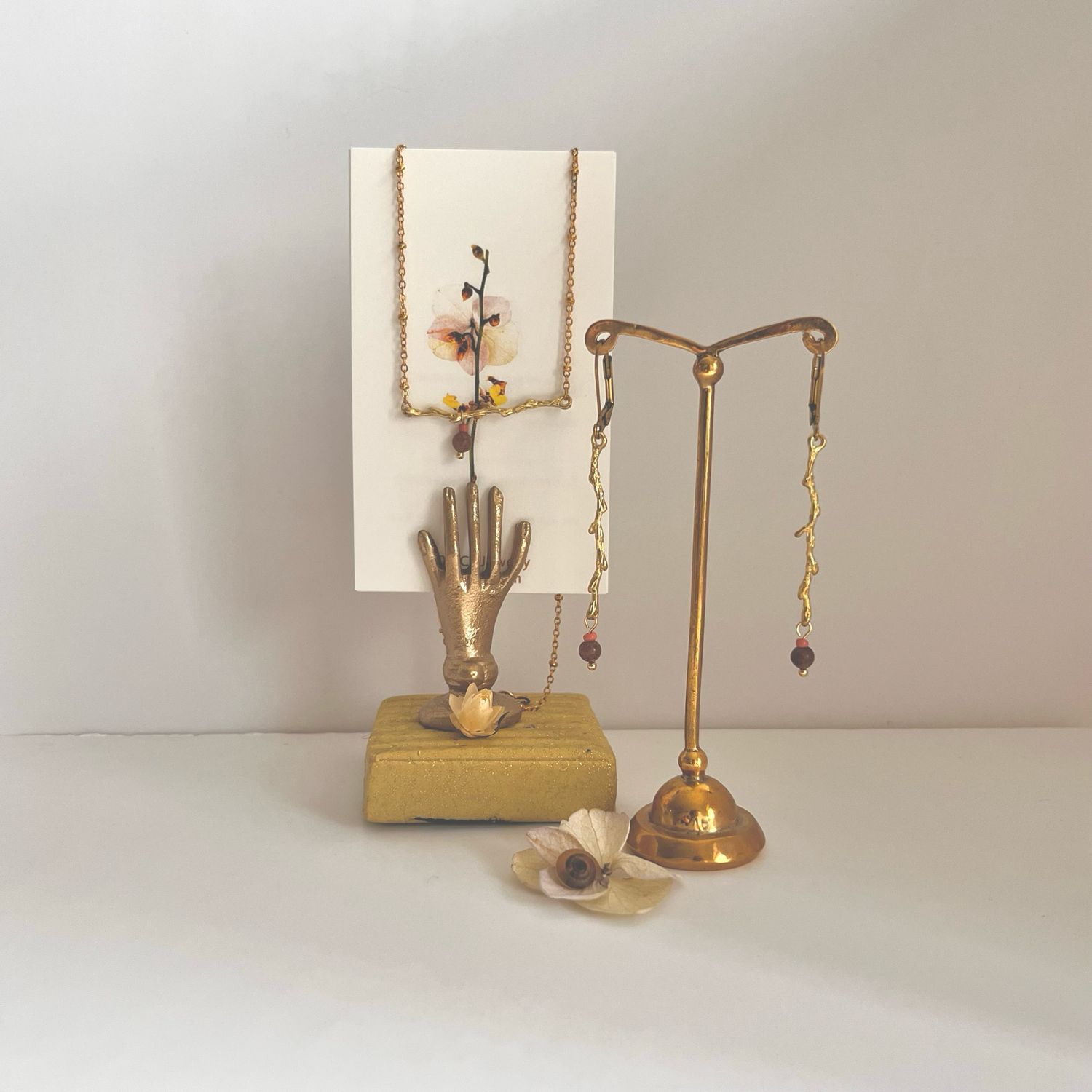 The petit bird &amp; flower cup earrings