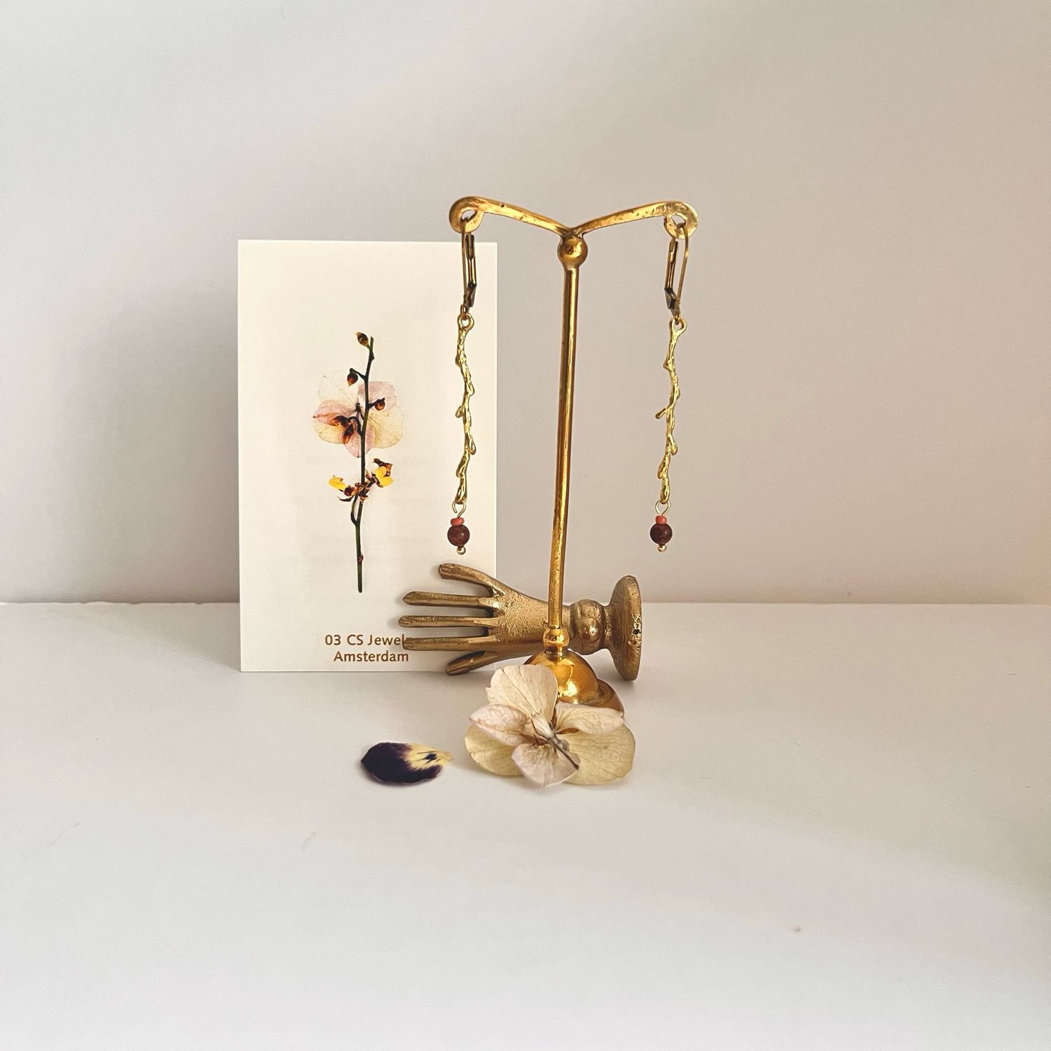 The petit bird &amp; flower cup earrings