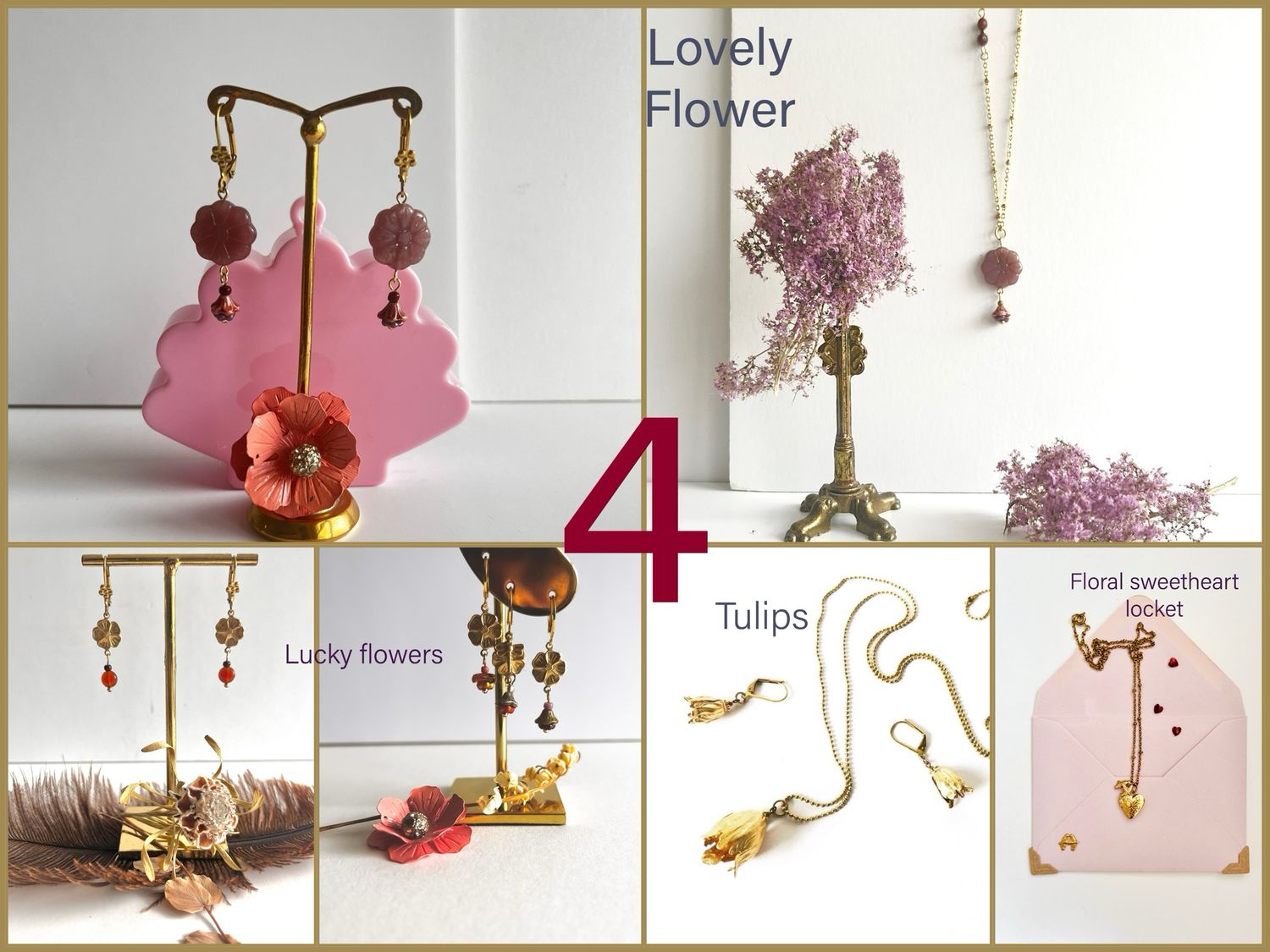 The petit bird &amp; flower cup earrings