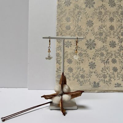 Mother of pearl dove &amp; flower earrings