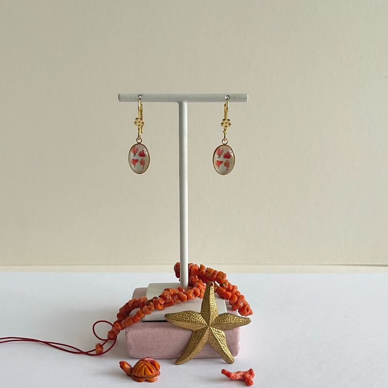 Cameo coral branches  earrings