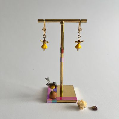 Petit bird &amp; flower cup Earrings.