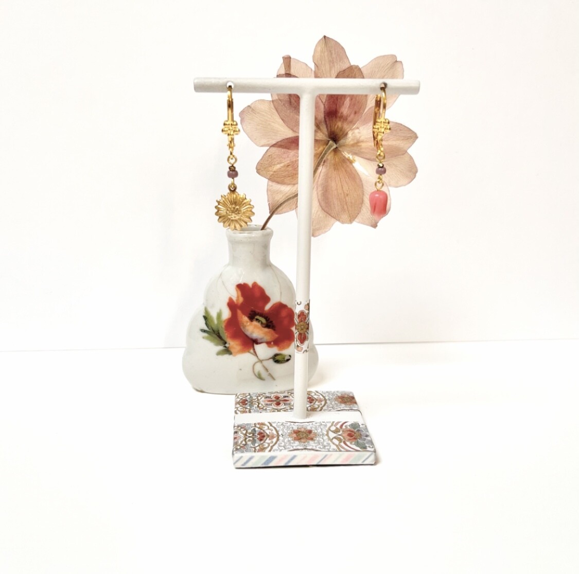 Sunflower, Ladybug &amp; lily of the valley earrings.