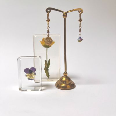 Sunflower, Ladybug and flower cup earrings.