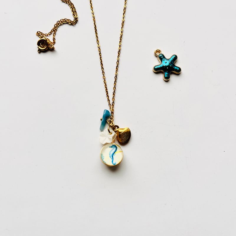 Blue seahorse necklace