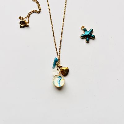 Blue seahorse necklace