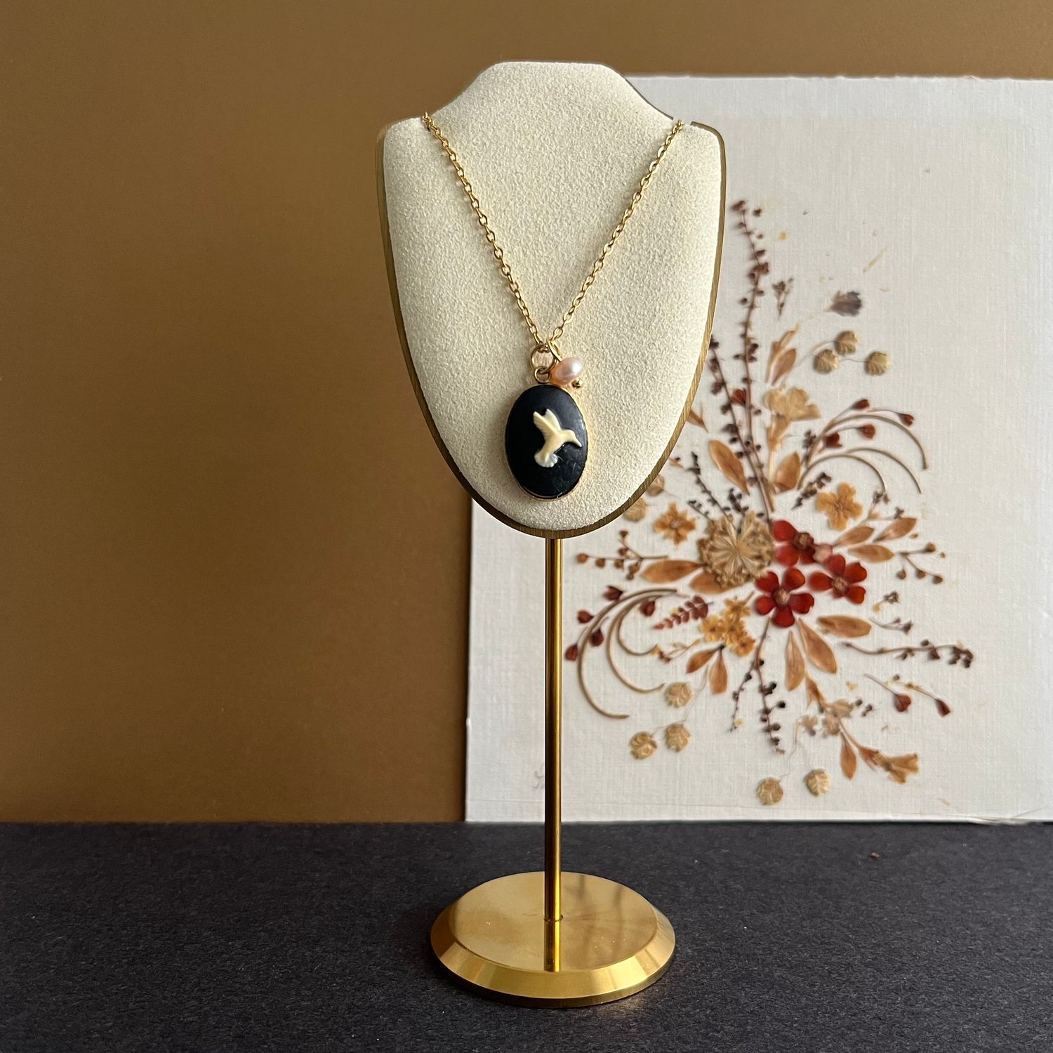 Cameo black hummingbird earrings