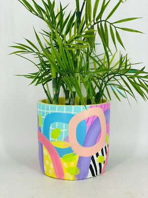 HAND PAINTED CYLINDER POT