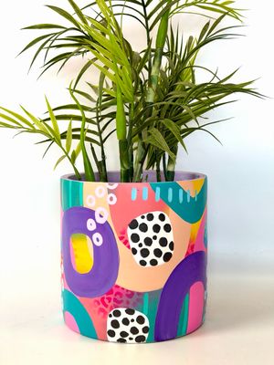 HAND PAINTED CYLINDER POT