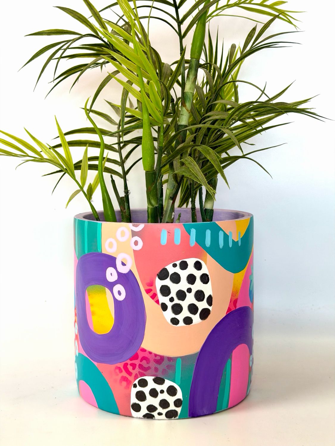 HAND PAINTED CYLINDER POT