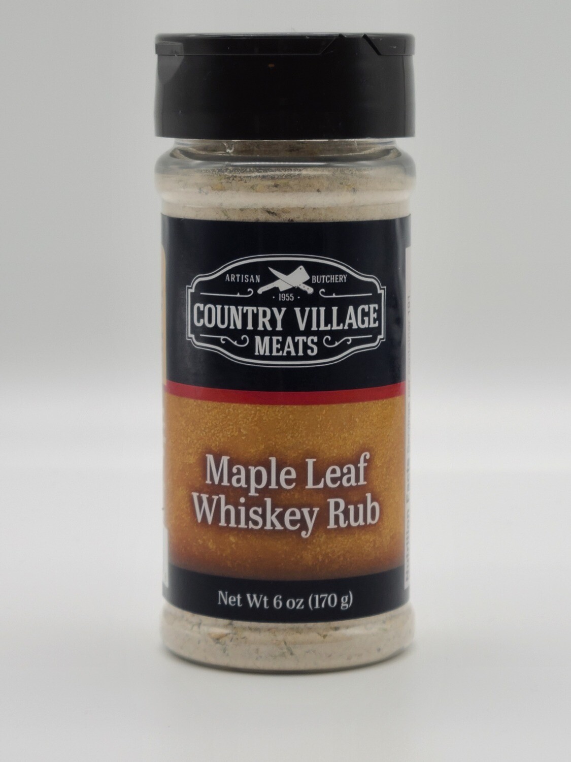 Country Village Meats - Maple Leaf Whiskey Rub 6oz. Country Village Meats - Maple Leaf Whiskey Rub 6oz.