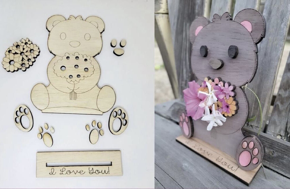 DIY Craft Bear Flower Holder 