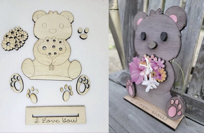 DIY Craft Bear Flower Holder 