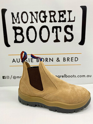 Mongrel Boots- Slip on, Wheat, Suede Elastic, Steel Cap