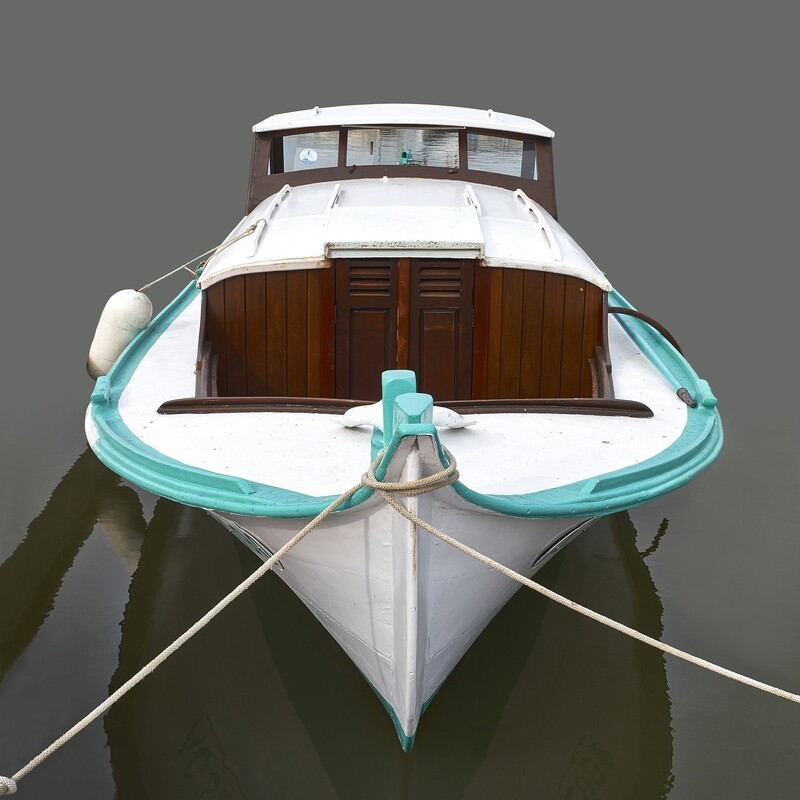 Pinasse blanche et verte (format moyen)