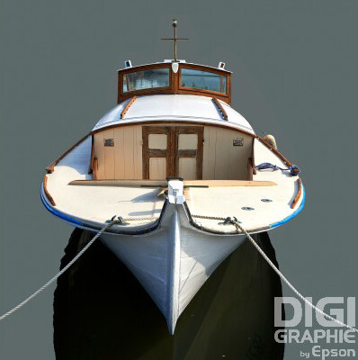 Pinasse blanche et beige (format moyen)