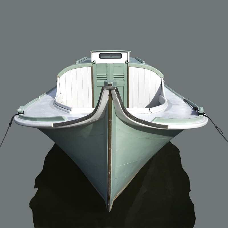 Pinasse verte et blanche (format moyen)