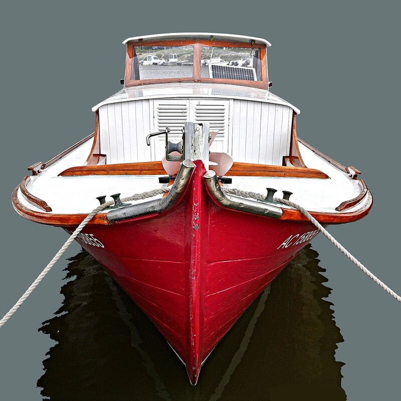 Pinasse rouge aux volets blancs (grand format)